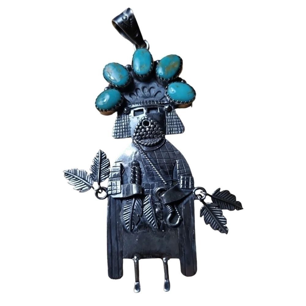 Navajo Kachina Sterling Turquoise pendant